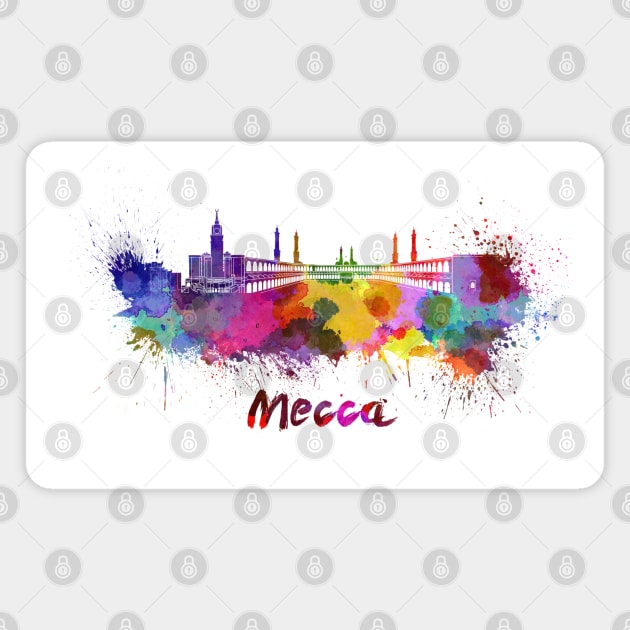 Mecca skyline in watercolor Magnet by PaulrommerArt